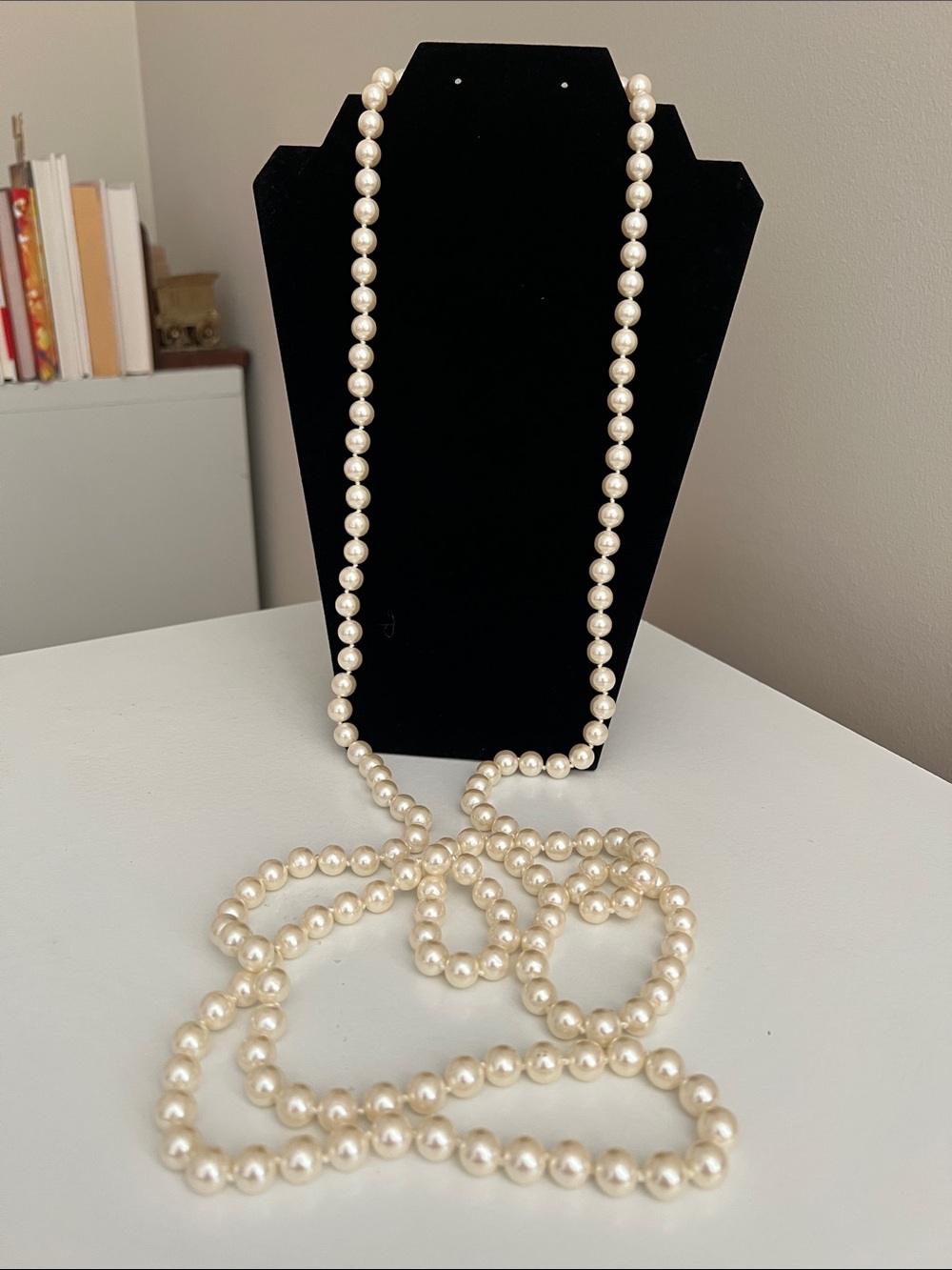 Elegant Cream Pearl Necklace Strand - Extra Long